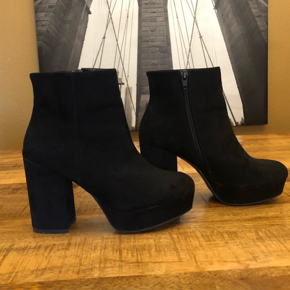 Black Suede platform booties